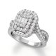 Previously Owned Crystal Engagement Ring Round/Baguette Titanium steel