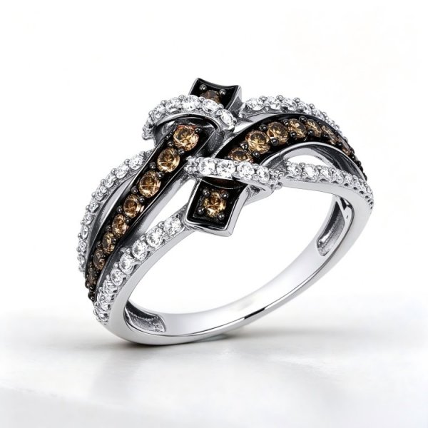 Chocolate Crystals Round-cut Copper and zinc alloy Ring